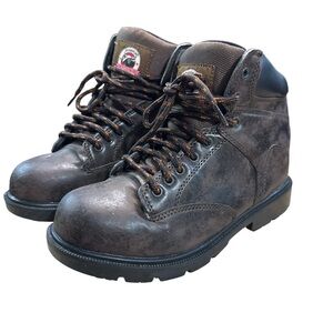 Brahma Men's Raid Dark Brown Lace-Up Steel Toe Waterproof Work Boots Size 6.5